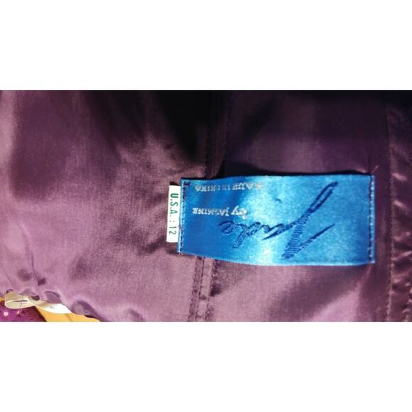 Jade by Jasmine 12 Purple Eggplant Formal Dress Embellished Evening Gown Prom - Picture 6 of 6